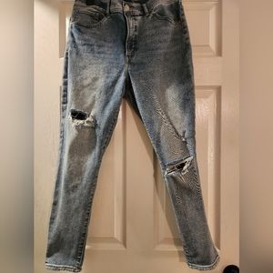 Express distressed high waisted skinny jeans  size 14